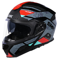 SMK 'Gullwing Navigator' Modular Helmet - Black/Grey/Red [Size: 2XL]
