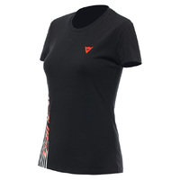 DAINESE CASUAL LOGO LADY T-SHIRT - Black/Fluo-Red