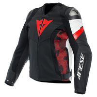 Dainese "Avro 5" Leather Jacket - Black/Lava-Red/White