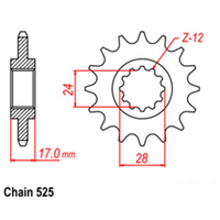 Front Sprocket - Steel 15T P525