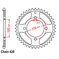 Rear Sprocket - Steel 50T 428P