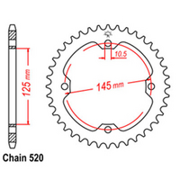 Rear Sprocket - Steel 40T 520P