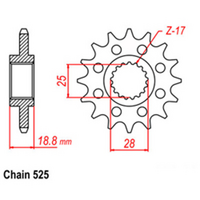 Front Sprocket - Steel 17T 525P