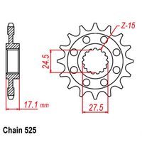 Front Sprocket - Steel 15T 525P