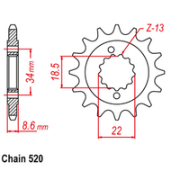 Front Sprocket - Steel 15T 520P
