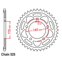Rear Sprocket - Steel 45T 525P