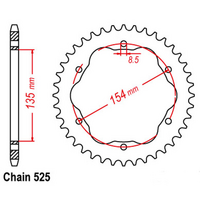 Rear Sprocket - Steel 38T 525P - 760 Or 770 Adaptor Required