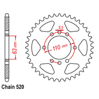 Rear Sprocket - Steel 45T 520P