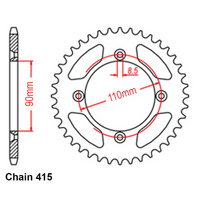 Rear Sprocket - Steel 42T 415P