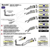 Arrow Racing 1:2 Link Pipe for Suz GSX-R 1000 ('09-11) in SS