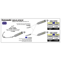 ARROW 71739AK Silencer - THUNDER Aluminium Silver with Carbon End Cap - KAWASAKI Ninja 250R