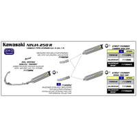 Arrow Thunder Muffler for Kaw Ninja 250R ('09-12) in Alum. Dark w/CF Cap