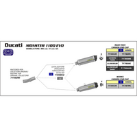 ARROW 71786PK Silencer - RACE-TECH Titanium with Carbon End Cap - DUCATI Monster 1100 Evo