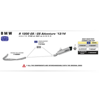 ARROW 71805AKNP Silencer - MAXI RACE-TECH Aluminium Silver with Carbon End Cap (Not for OE Pannier set) - BMW 1200 / 1250 GS