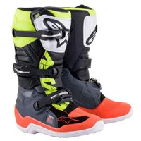 Alpinestars Tech 7S Youth Boots - Dark Gray/Fluro Red 