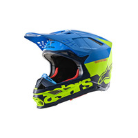 Alpinestars Supertech Sm8 Radium Helmet Aqua/Fluro Yellow/Navy Matte & Gloss