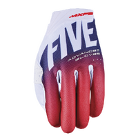 Five 'MXF2 Evo' MX Gloves - Split White/Red/Blue [Size: 10 L]
