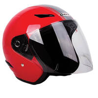 RXT 'A218 Metro' Open-Face Helmet - Red/Silver [Size: L]
