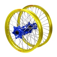Husqvarna Haan Blue Hubs / Excel Yellow Rims Wheel Set