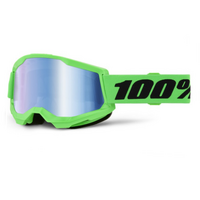 100% 'Strata 2' MX Goggles - Neon Green (Blue Lens)