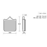 SBS 931DS-1 FRONT PADS | DUAL SINTER RACE DRC (FOR RACE USE ONLY)