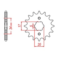 MTX 1264 Steel Front Sprocket #428 (17T) (10-264-17)