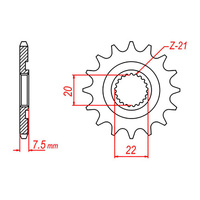 MTX 1323 Steel Front Sprocket #520 (14T) (10-KSR-14)