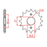 MTX 1256 Steel Front Sprocket #420 (15T) (10-GC4-15)