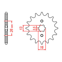 MTX 563 Steel Front Sprocket #420 (13T) (10-257-13)