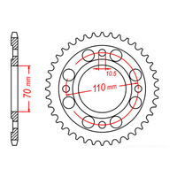 MTX 246 Steel Rear Sprocket #530 (44T) (11-413-44)