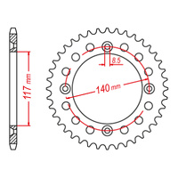MTX 831 Steel Rear Sprocket #428 (46T) (11-39K-46)